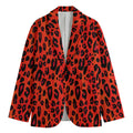 Orange Leopard Print Men's Cotton Blazer