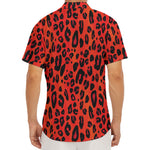 Orange Leopard Print Men's Deep V-Neck Shirt