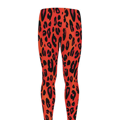 Orange Leopard Print Men's leggings