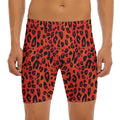 Orange Leopard Print Men's Long Boxer Briefs