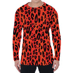 Orange Leopard Print Men's Long Sleeve T-Shirt