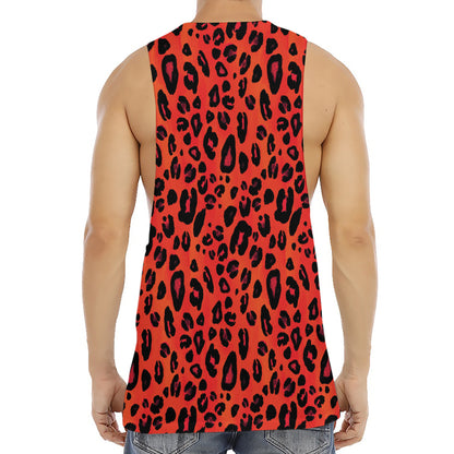 Orange Leopard Print Men's Muscle Tank Top