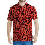 Orange Leopard Print Men's Polo Shirt
