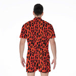 Orange Leopard Print Men's Rompers