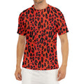 Orange Leopard Print Men's Short Sleeve Rash Guard