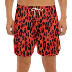 Orange Leopard Print Men's Split Running Shorts