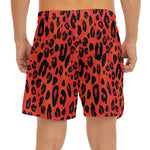 Orange Leopard Print Men's Split Running Shorts
