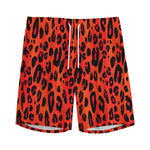 Orange Leopard Print Men's Sports Shorts
