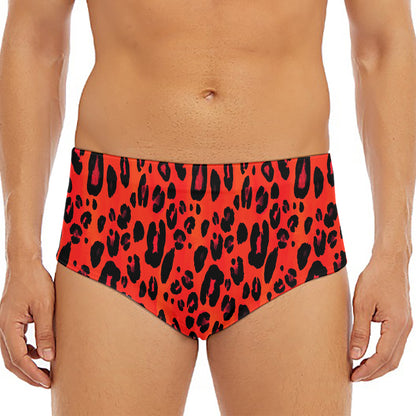Orange Leopard Print Men's Triangle Swim Briefs