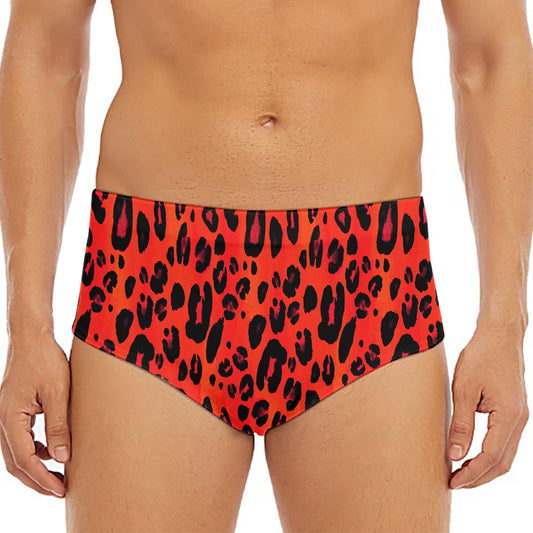 Orange Leopard Print Men's Triangle Swim Briefs