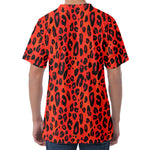 Orange Leopard Print Men's Velvet T-Shirt