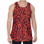 Orange Leopard Print Men's Velvet Tank Top