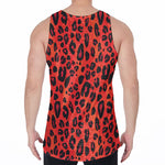 Orange Leopard Print Men's Velvet Tank Top