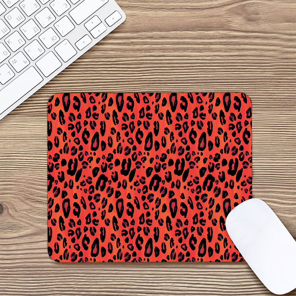 Orange Leopard Print Mouse Pad