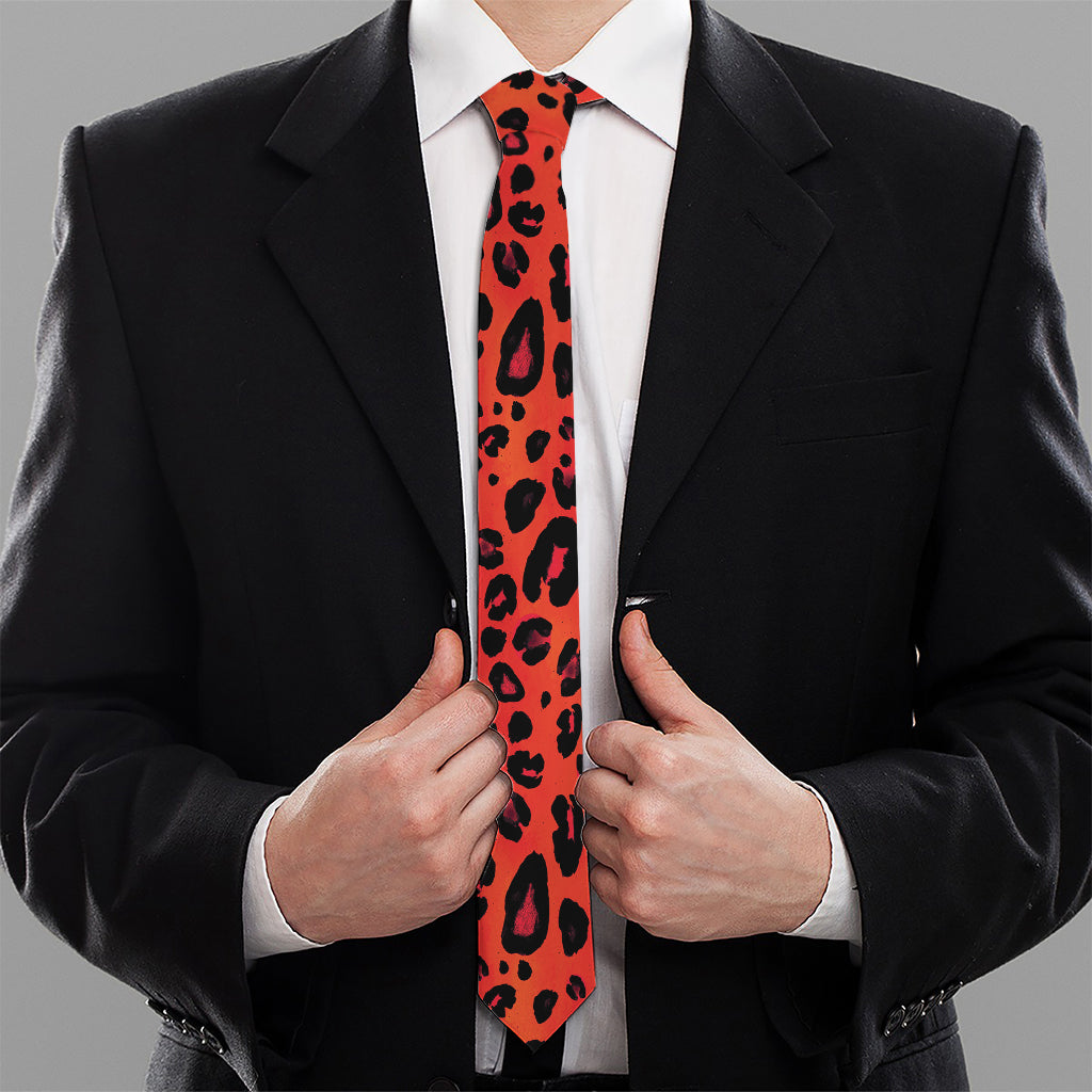 Orange Leopard Print Necktie