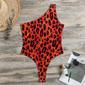 Orange Leopard Print One Shoulder Bodysuit