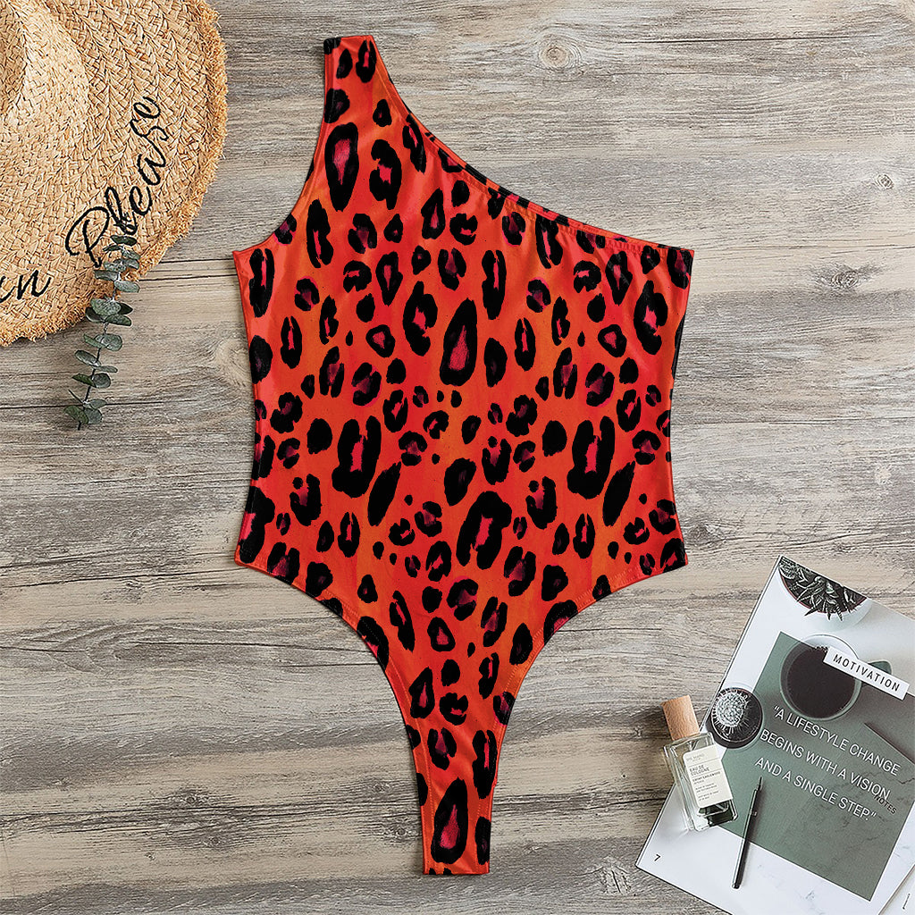 Orange Leopard Print One Shoulder Bodysuit