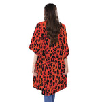 Orange Leopard Print Open Front Beach Cover Up