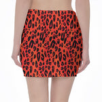 Orange Leopard Print Pencil Mini Skirt