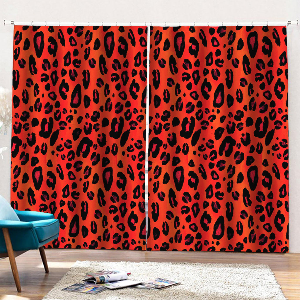 Orange Leopard Print Pencil Pleat Curtains