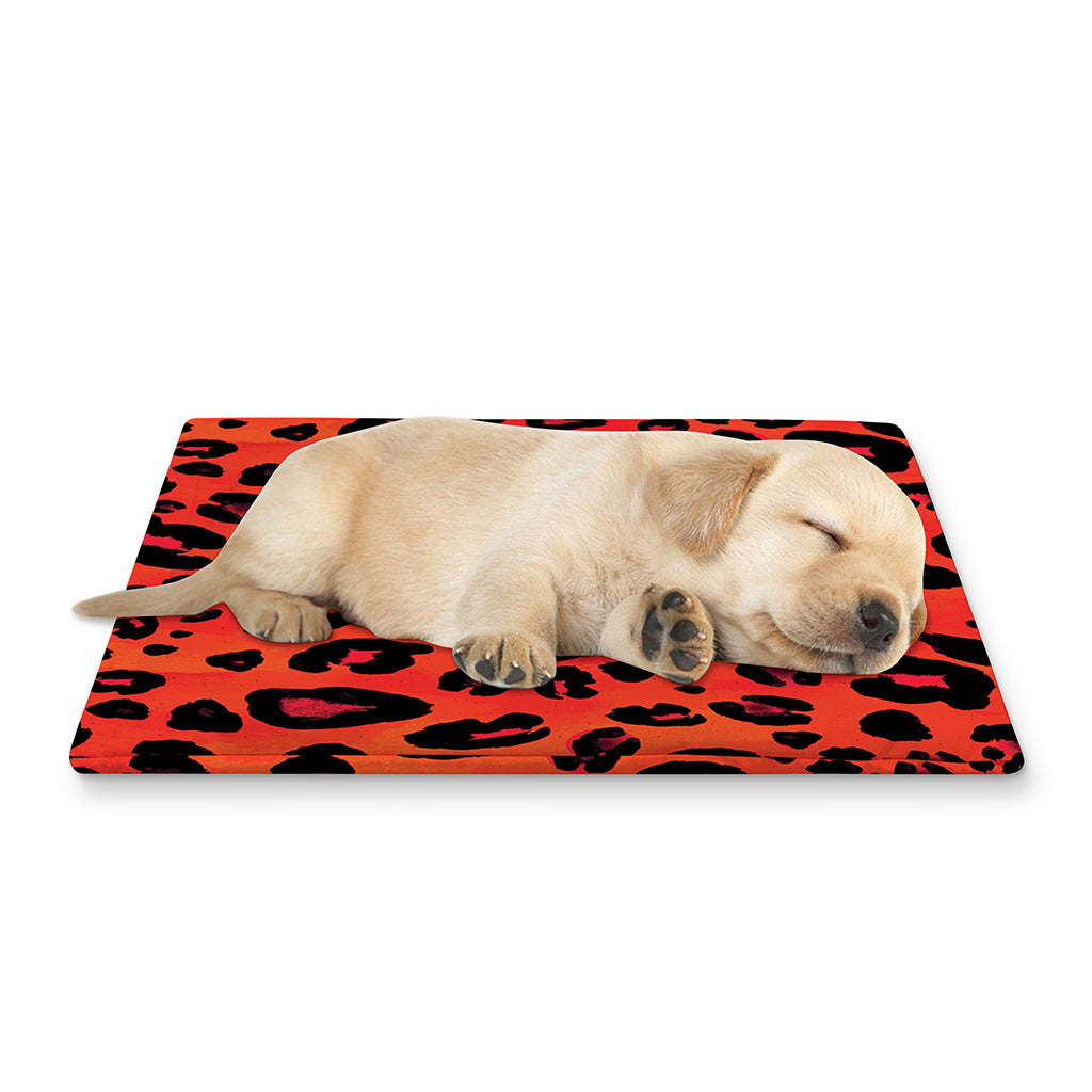 Orange Leopard Print Pet Cooling Mat Cover