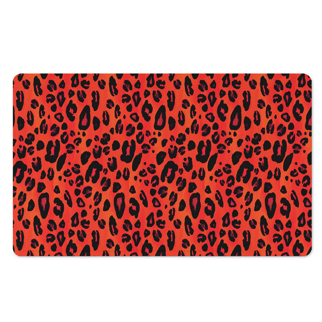 Orange Leopard Print Polyester Doormat