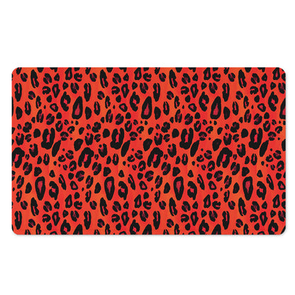 Orange Leopard Print Polyester Doormat