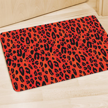 Orange Leopard Print Polyester Doormat