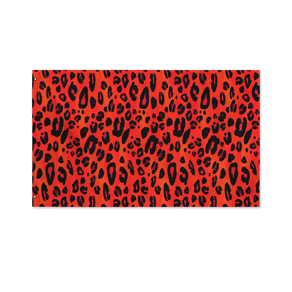 Orange Leopard Print Polyester Flag