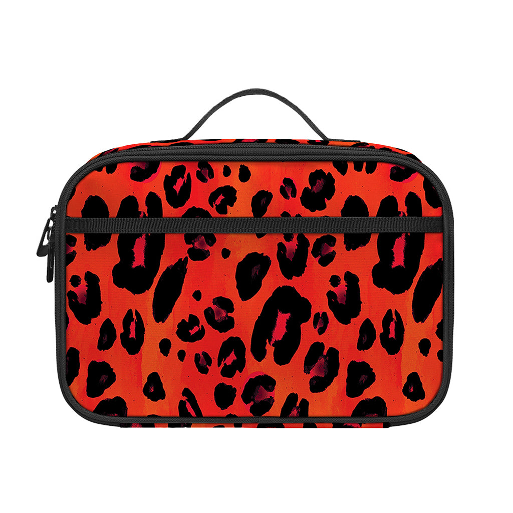 Orange Leopard Print Portable Lunch Bag