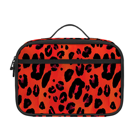 Orange Leopard Print Portable Lunch Bag
