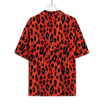 Orange Leopard Print Rayon Hawaiian Shirt