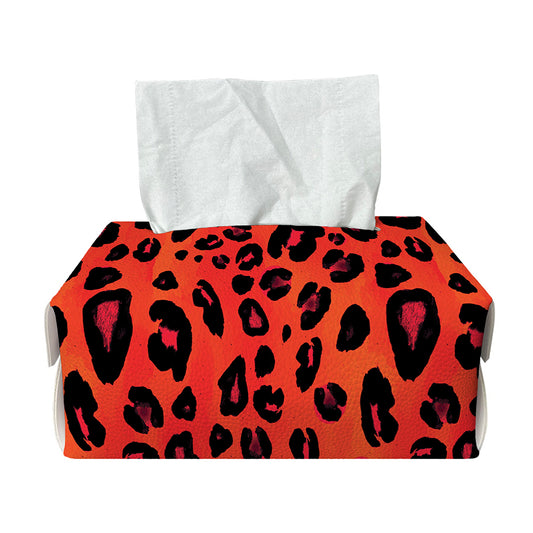 Orange Leopard Print Rectangle Tissue Box Cover