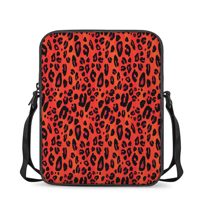 Orange Leopard Print Rectangular Crossbody Bag