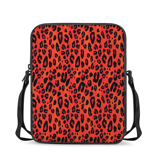 Orange Leopard Print Rectangular Crossbody Bag