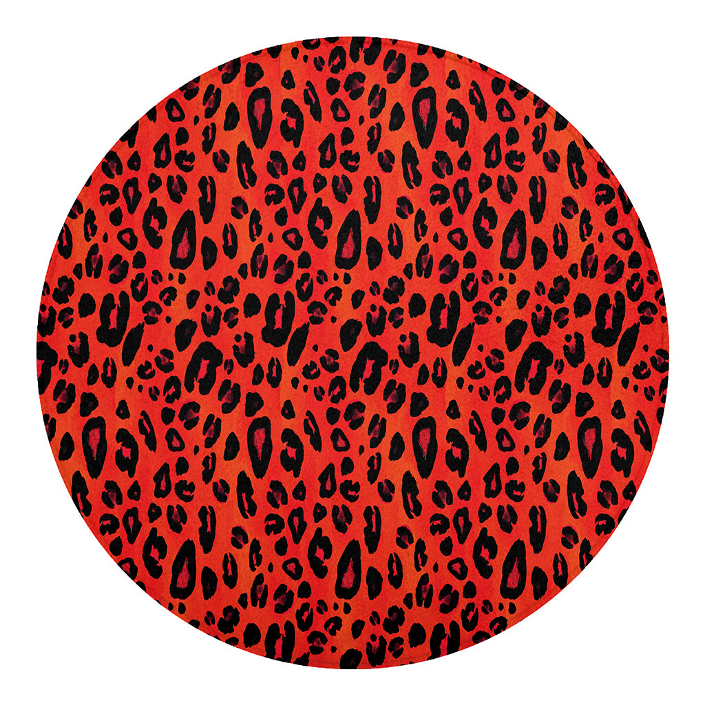 Orange Leopard Print Round Blanket