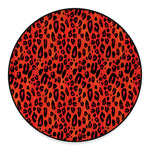 Orange Leopard Print Round Floor Mat