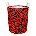 Orange Leopard Print Round Laundry Basket