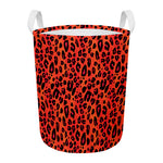 Orange Leopard Print Round Laundry Basket