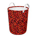 Orange Leopard Print Round Laundry Basket