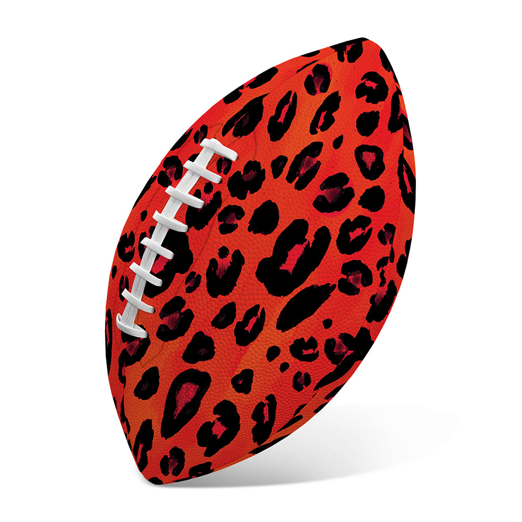 Orange Leopard Print Rugby Ball