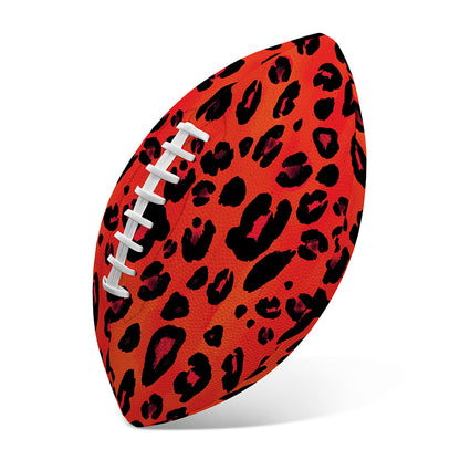 Orange Leopard Print Rugby Ball