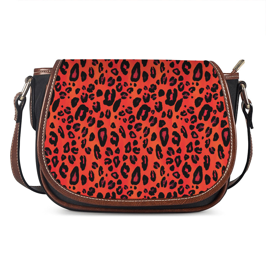 Orange Leopard Print Saddle Bag