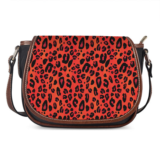 Orange Leopard Print Saddle Bag