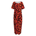 Orange Leopard Print Short Sleeve Long Nightdress