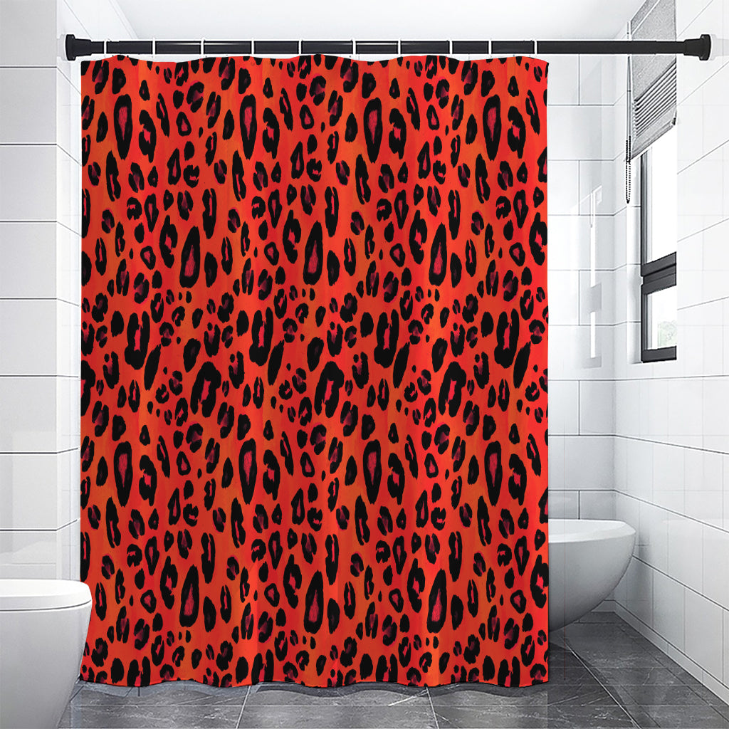 Orange Leopard Print Shower Curtain