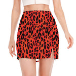 Orange Leopard Print Side Slit Mini Skirt