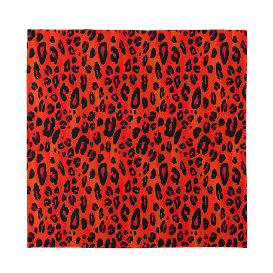 Orange Leopard Print Silk Bandana