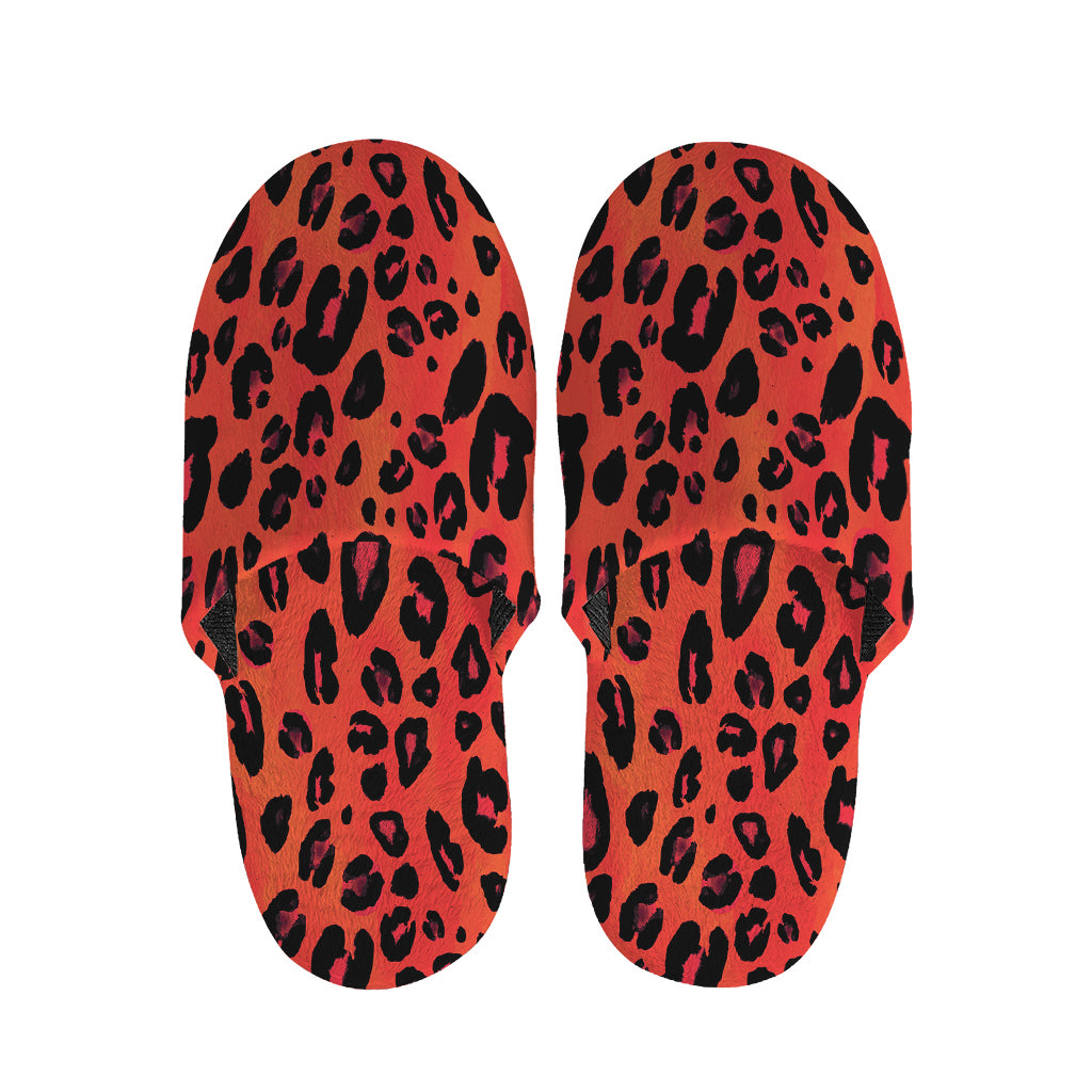 Orange Leopard Print Slippers