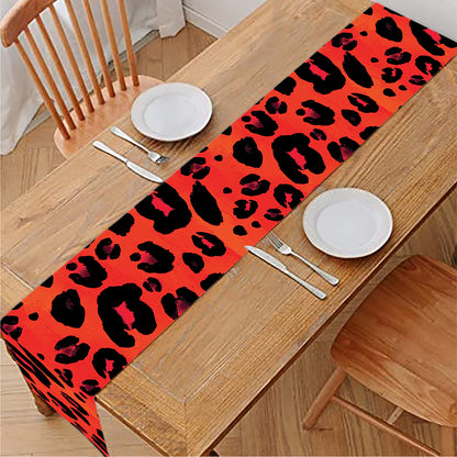 Orange Leopard Print Table Runner